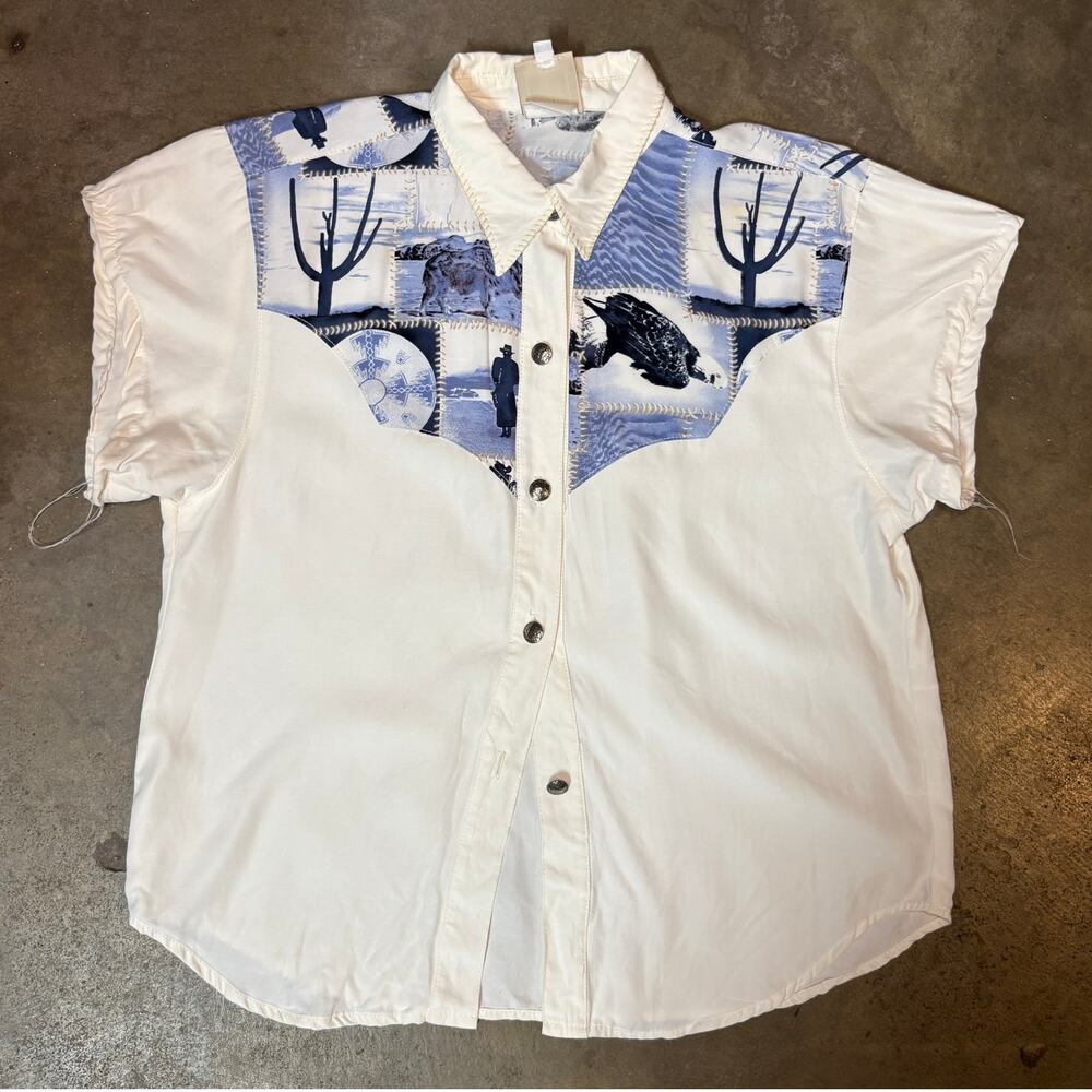 VTG Desert West Native Buffalo Button Up Shirt Women's S